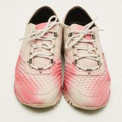 Pre Owned Lanvin Size 44 Pink/White Leather Lace Up Sneakers