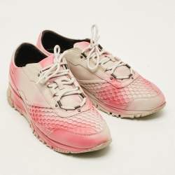 Pre Owned Lanvin Size 44 Pink/White Leather Lace Up Sneakers