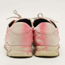 Pre Owned Lanvin Size 44 Pink/White Leather Lace Up Sneakers