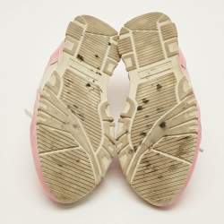 Pre Owned Lanvin Size 44 Pink/White Leather Lace Up Sneakers