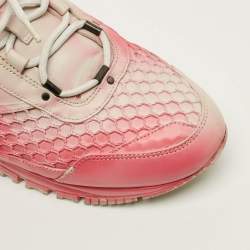 Pre Owned Lanvin Size 44 Pink/White Leather Lace Up Sneakers