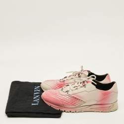 Pre Owned Lanvin Size 44 Pink/White Leather Lace Up Sneakers