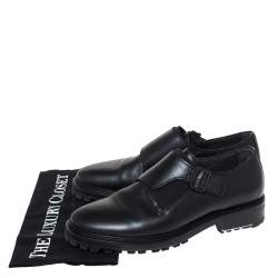 Lanvin Black Leather Monk Strap Oxford Size 40
