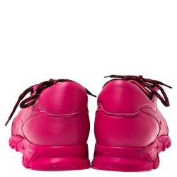 Pre Owned Lanvin Pink Leather Lace Up Sneakers Size 40