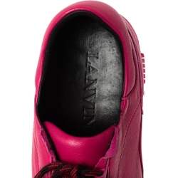 Pre Owned Lanvin Pink Leather Lace Up Sneakers Size 40