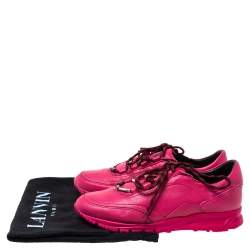Pre Owned Lanvin Pink Leather Lace Up Sneakers Size 40