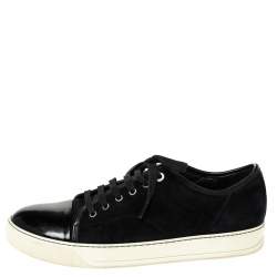 Lanvin Black Suede and Patent DDB1 Low Top Sneakers Size 41