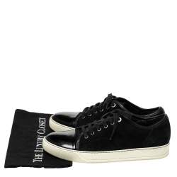 Lanvin Black Suede and Patent DDB1 Low Top Sneakers Size 41