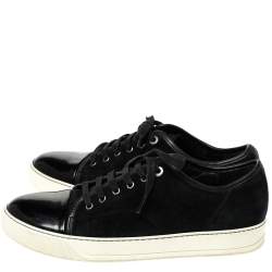 Lanvin Black Suede and Patent DDB1 Low Top Sneakers Size 41