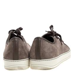 Lanvin Dark Grey Suede and Patent Leather DDB1 Low Top Sneakers Size 45