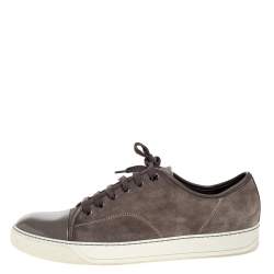 Lanvin Dark Grey Suede and Patent Leather DDB1 Low Top Sneakers Size 45