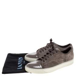 Lanvin Dark Grey Suede and Patent Leather DDB1 Low Top Sneakers Size 45