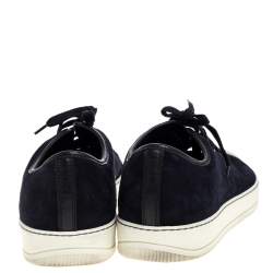 Lanvin Navy Blue Suede and Patent Leather DDB1 Low Top Sneakers Size 45