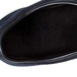 Lanvin Navy Blue Suede and Patent Leather DDB1 Low Top Sneakers Size 45
