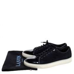 Lanvin Navy Blue Suede and Patent Leather DDB1 Low Top Sneakers Size 45