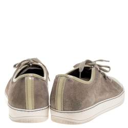 Pre Owned Lanvin Olive Suede and Patent Leather DDB1 Low Top Sneakers Size 42