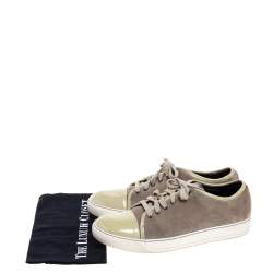 Pre Owned Lanvin Olive Suede and Patent Leather DDB1 Low Top Sneakers Size 42