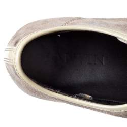 Pre Owned Lanvin Olive Suede and Patent Leather DDB1 Low Top Sneakers Size 42