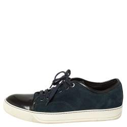 Lanvin Blue/Black Suede and Patent Leather Low Top Sneakers Size Lanvin | TLC
