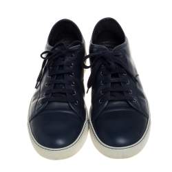 Pre Owned Lanvin Blue Leather Low top Sneakers Size 44