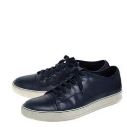 Pre Owned Lanvin Blue Leather Low top Sneakers Size 44