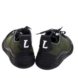 Lanvin Green/Black Canvas And Leather Sneakers Size 41
