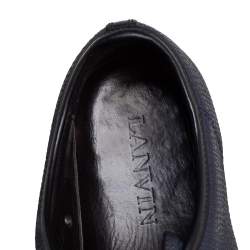 Pre Owned Lanvin Navy Blue/Black Textured Leather DBB1 Low Top Sneakers Size 44