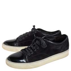 Lanvin Black Suede and Patent Leather DDB1 Low Top Sneakers Size 41