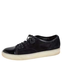 Lanvin Black Suede and Patent Leather DDB1 Low Top Sneakers Size 41