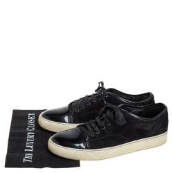 Lanvin Black Suede and Patent Leather DDB1 Low Top Sneakers Size 41