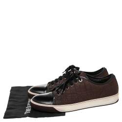 Lanvin Black/Maroon Croc Embossed Nubuck and Leather DDB1 Low Top Sneakers Size 44