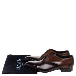 Pre Owned Lanvin Brown Leather Lace Up Oxford Size 43