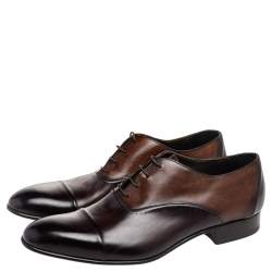 Pre Owned Lanvin Brown Leather Lace Up Oxford Size 43