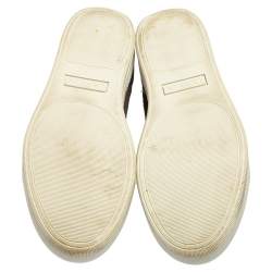 Pre Owned Lanvin Taupe Textured Leather Lace Up Sneakers Size 43