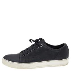 Pre Owned  Lanvin Black Leather Low Top Sneakers Size 43