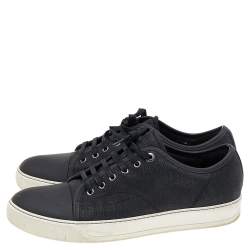 Pre Owned  Lanvin Black Leather Low Top Sneakers Size 43