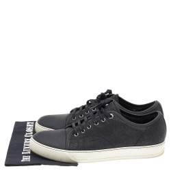 Pre Owned  Lanvin Black Leather Low Top Sneakers Size 43