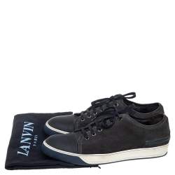 Lanvin Black Suede and Leather Cap Toe Low Top Sneakers Size 44