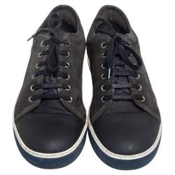 Lanvin Black Suede and Leather Cap Toe Low Top Sneakers Size 44