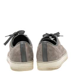 Lanvin Green/Grey Patent And Suede Leather Low Top Sneakers Size 43