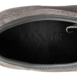 Lanvin Green/Grey Patent And Suede Leather Low Top Sneakers Size 43