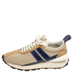 Lanvin Tricolor Mesh, Suede, and Leather Bumper Sneakers Size 41