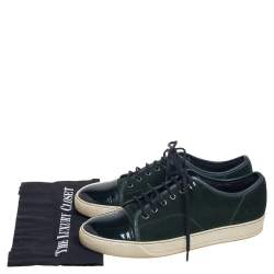 Pre Owned Lanvin Green Patent And Suede Low Top Sneakers Size 42