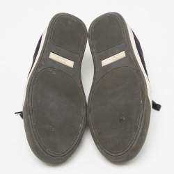 Pre Owned Lanvin Navy Blue Woven Leather DBB1 Low Top Sneakers Size 44