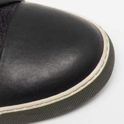 Pre Owned Lanvin Navy Blue Woven Leather DBB1 Low Top Sneakers Size 44