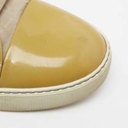 Lanvin Olive Green/Grey Suede and Patent Leather Lace Up Sneakers Size 44