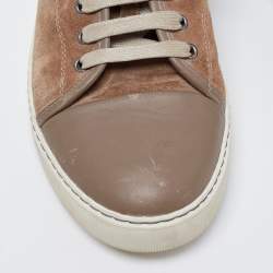 Lanvin Beige/Brown Suede and Leather Low Top Sneakers Size 41