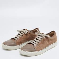 Lanvin Beige/Brown Suede and Leather Low Top Sneakers Size 41
