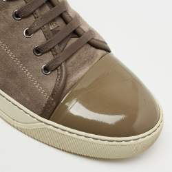 Lanvin Dark Grey/Olive Green Suede and Patent Leather DDB1 Low Top Sneakers Size 42