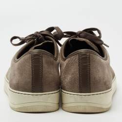 Lanvin Dark Grey/Olive Green Suede and Patent Leather DDB1 Low Top Sneakers Size 42